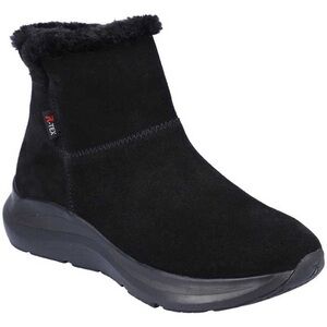 NEW Rieker Black Suede Winter Ankle Boots with Cozy Fur Trim